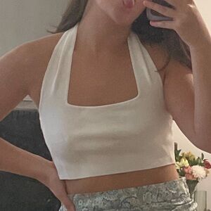 Zara white halter crop top